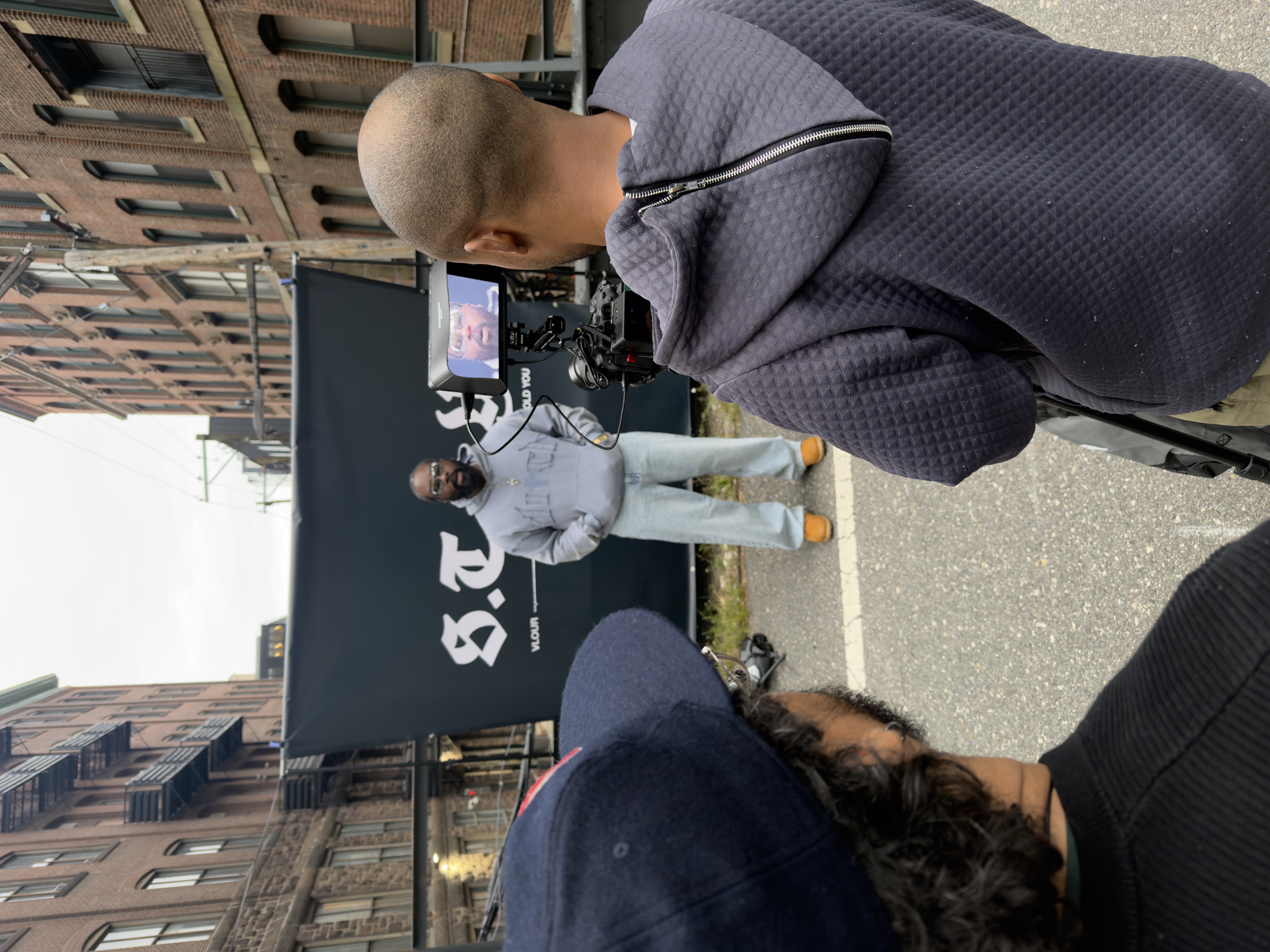 ditch hoodie - BTS wide, crew filming