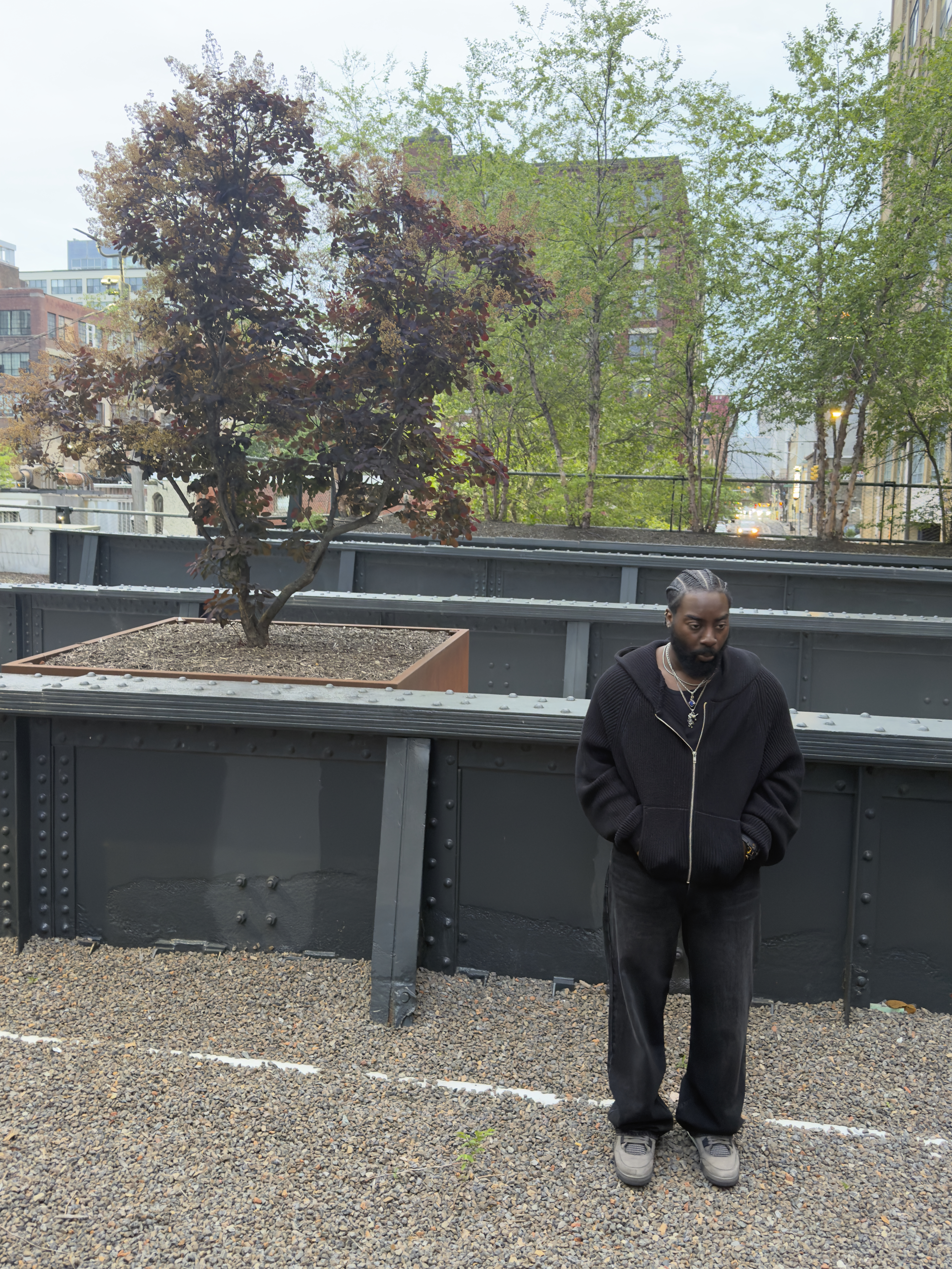 Star Knit - rooftop, daytime, trees