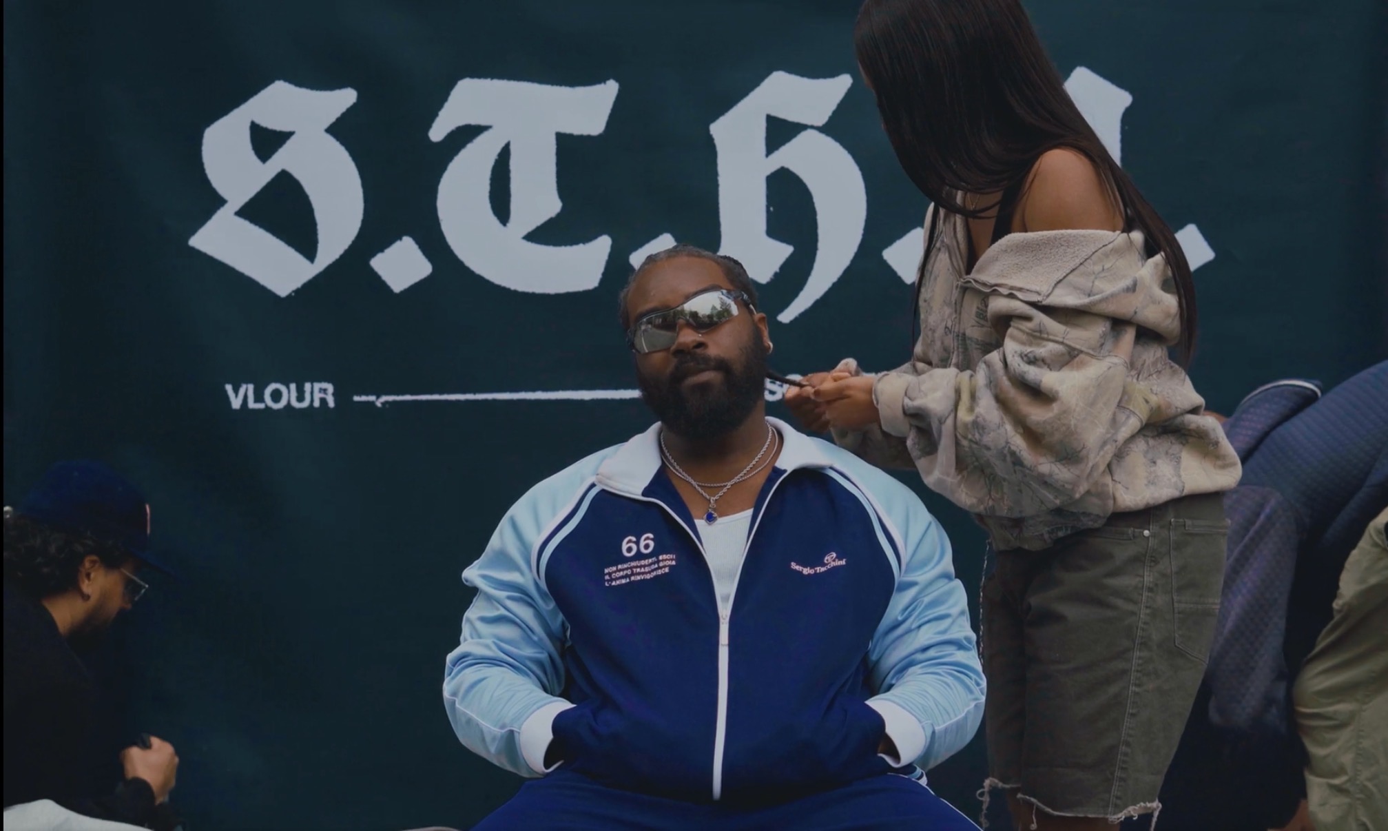 Vlour - Sergio Tacchini tracksuit, mirror shades close